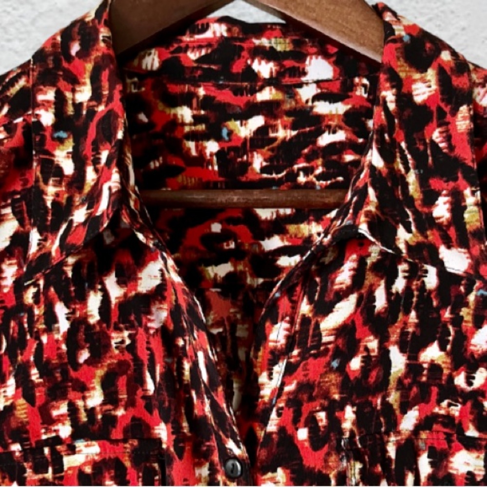 Notations Long Sleeve Button Up Career Painterly Blouse - Picture 10 of 14